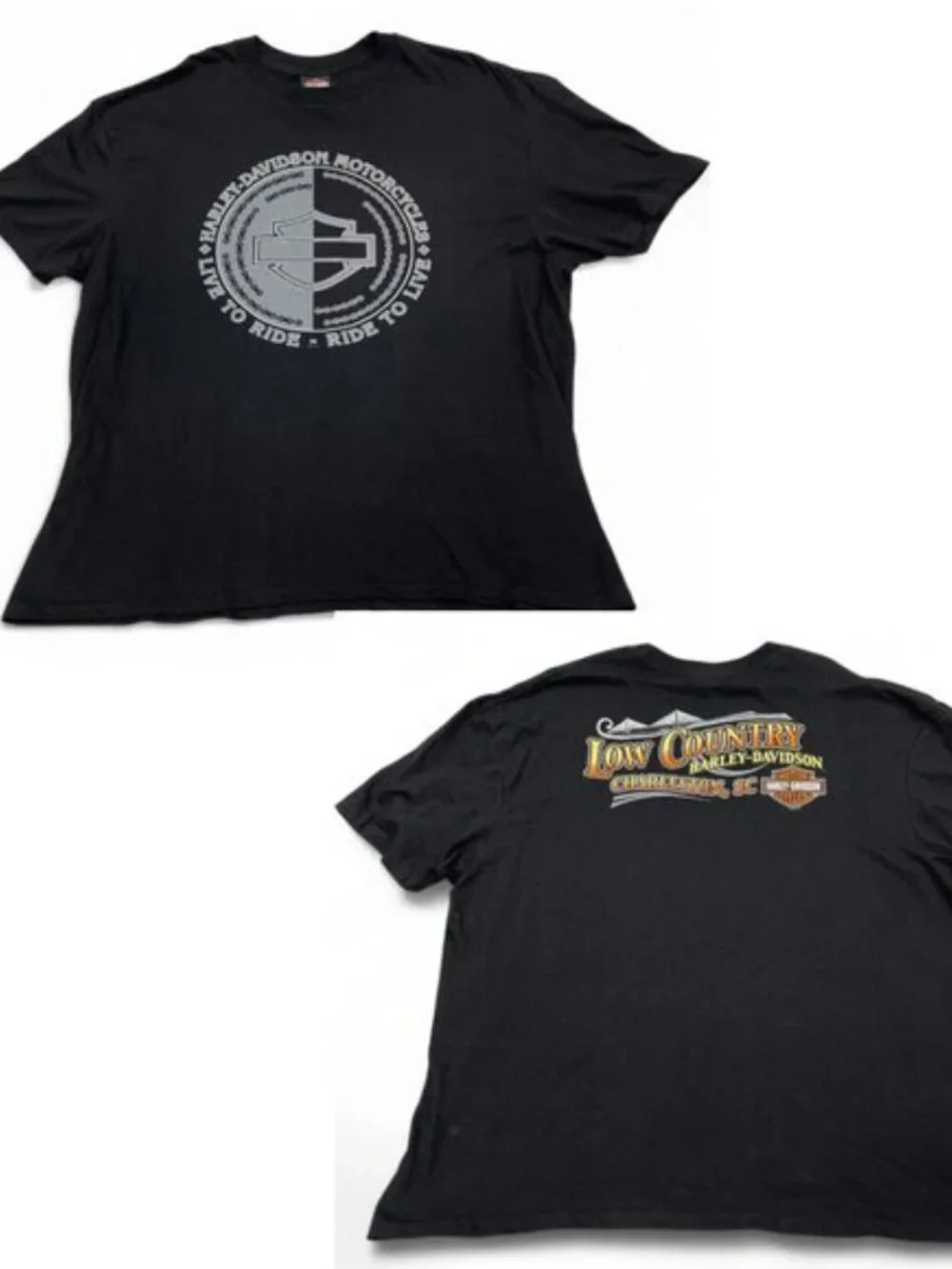 Harley Davidson Low Country Live To Ride Motorcycle Biker T-Shirt Men's 2XL XXL